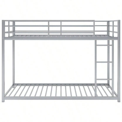 Twin over Twin Metal Bunk Bed, Low Bunk Bed with Ladder, SilverOLD SKU: WF282465AAN