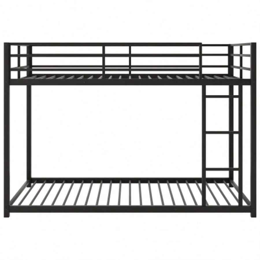 Twin over Twin Metal Bunk Bed, Low Bunk Bed with Ladder, BlackOLD SKU: WF282465AAB