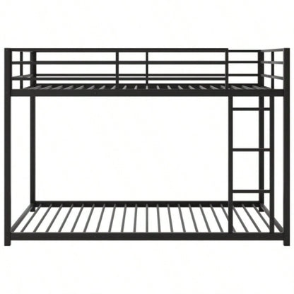 Twin over Twin Metal Bunk Bed, Low Bunk Bed with Ladder, BlackOLD SKU: WF282465AAB