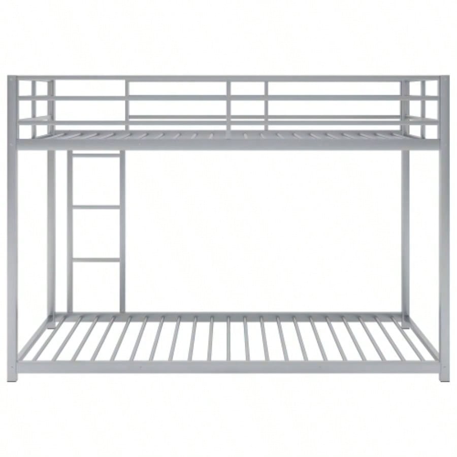 Twin over Twin Metal Bunk Bed, Low Bunk Bed with Ladder, SilverOLD SKU: WF282465AAN