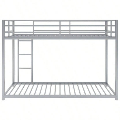 Twin over Twin Metal Bunk Bed, Low Bunk Bed with Ladder, SilverOLD SKU: WF282465AAN