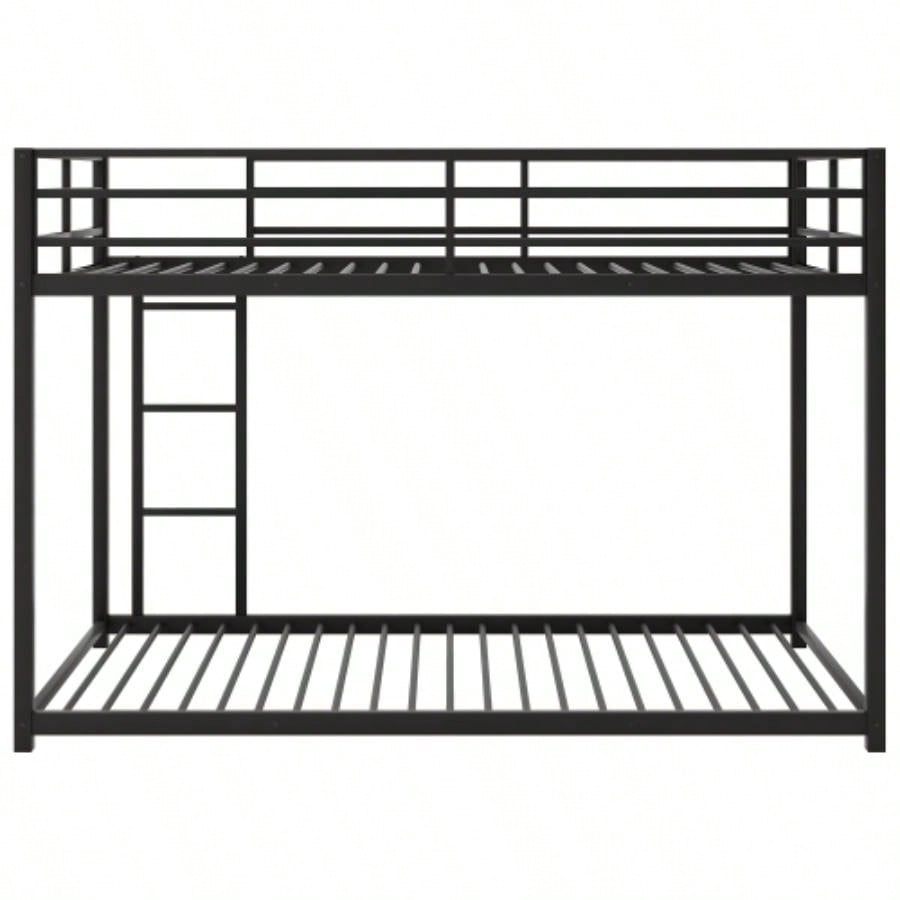 Twin over Twin Metal Bunk Bed, Low Bunk Bed with Ladder, BlackOLD SKU: WF282465AAB