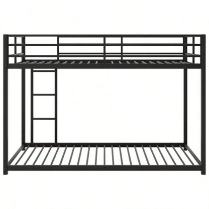 Twin over Twin Metal Bunk Bed, Low Bunk Bed with Ladder, BlackOLD SKU: WF282465AAB
