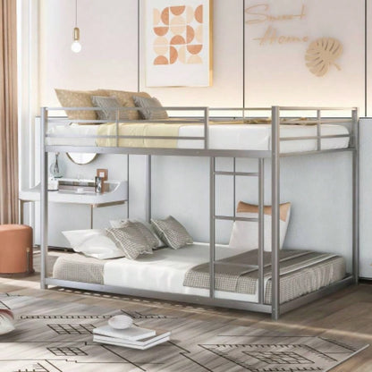 Twin over Twin Metal Bunk Bed, Low Bunk Bed with Ladder, BlackOLD SKU: WF282465AAB