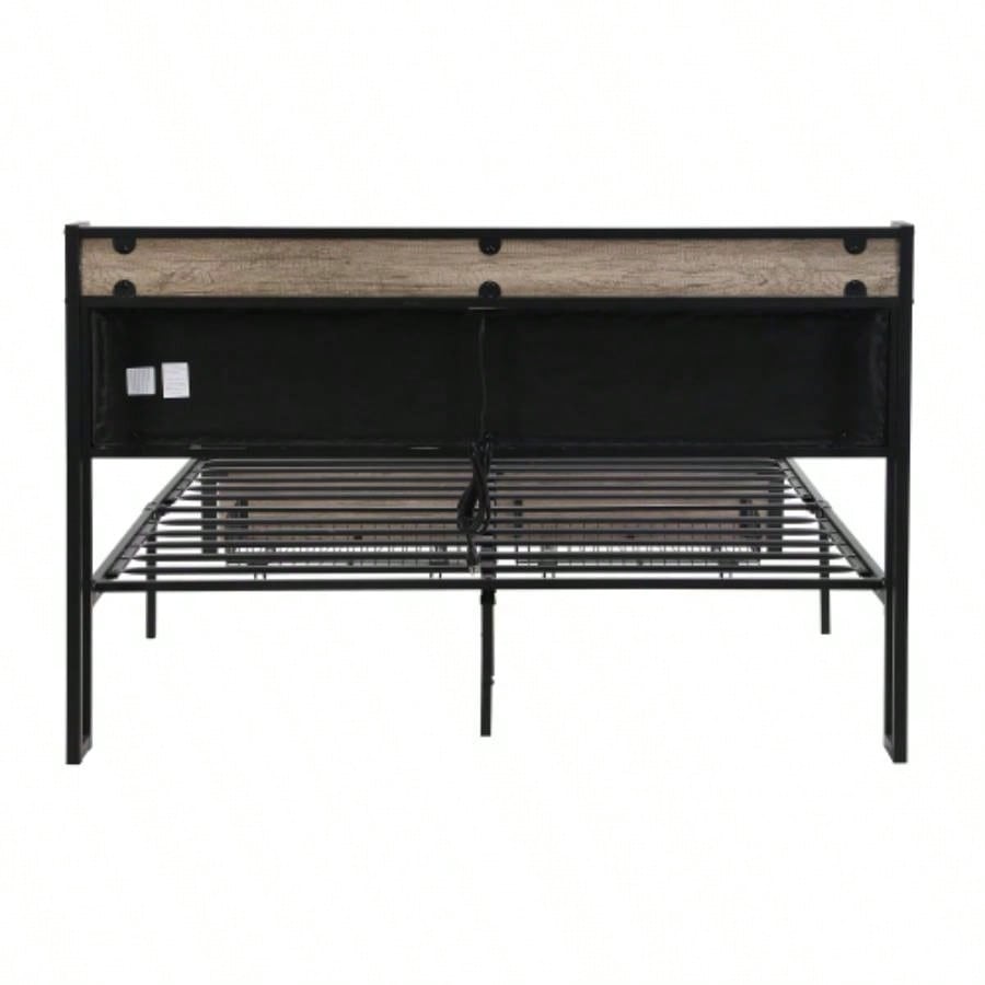 Size Metal Platform Bed Frame with upholstery storage function Headboard and USB LINER and Footboard with drawers, No Box Spring Needed, Large Under Bed Storage, Easy Assemble