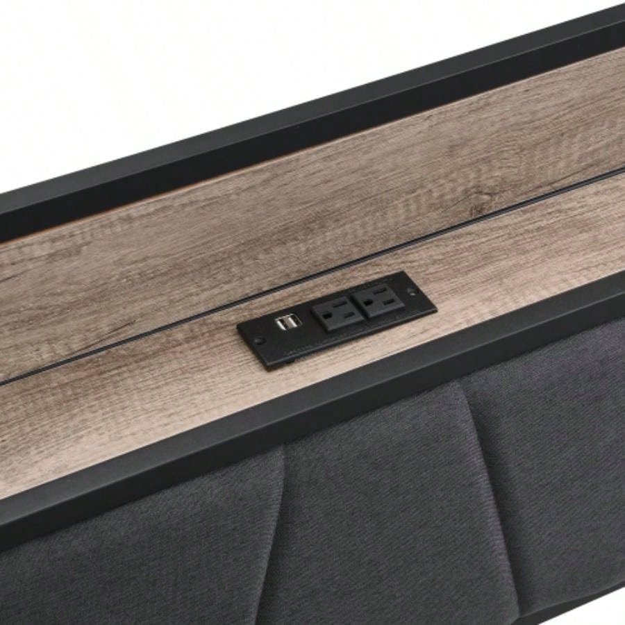 Size Metal Platform Bed Frame with upholstery storage function Headboard and USB LINER and Footboard with drawers, No Box Spring Needed, Large Under Bed Storage, Easy Assemble