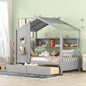 Wooden Twin Size House Bed with 2 Drawers, Kids Bed with Storage Shelf, WhiteOld SKU: HL000051AAK