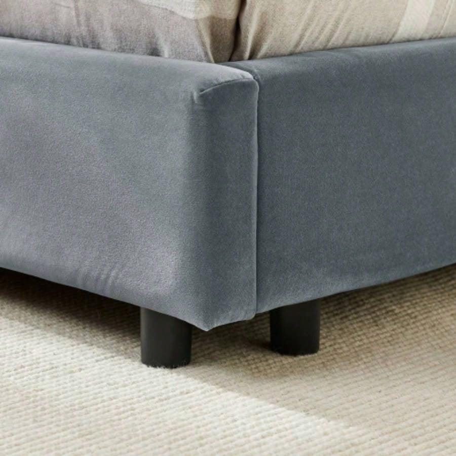 Full Size Upholstered Tufted Bed Frame, Sofa Bed Frame with Comfortable Backrest and Armrests, Full Size Bed Bedroom, Living Room, Velvet - Gray816029.5