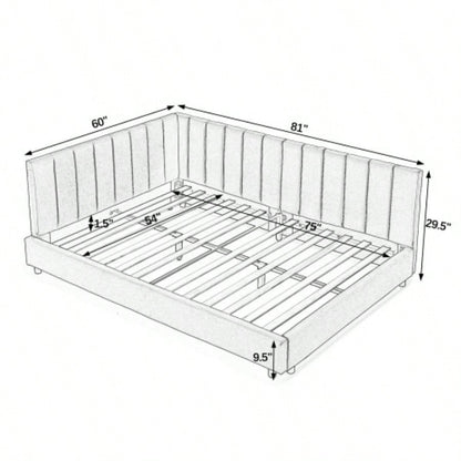 Full Size Upholstered Tufted Bed Frame, Sofa Bed Frame with Comfortable Backrest and Armrests, Full Size Bed Bedroom, Living Room, Velvet - Gray816029.5