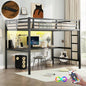 Metal Twin XL Size Loft Bed with Power Outlet and LED Lighted, Space - Saving, Noise Reduced, Black