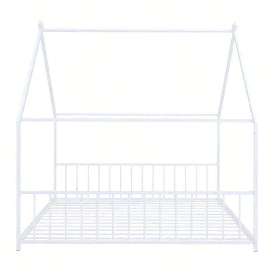 Full Size Metal House Bed, White