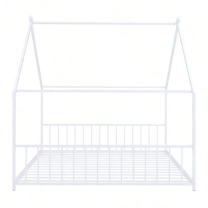 Full Size Metal House Bed, White