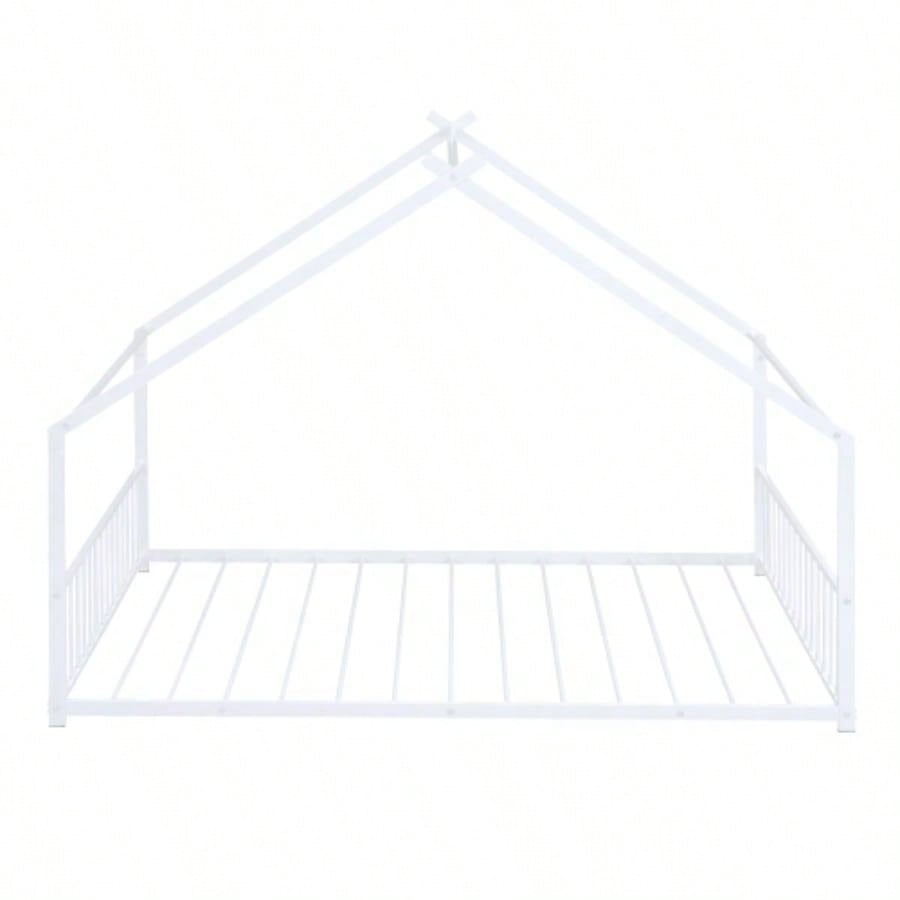 Full Size Metal House Bed, White