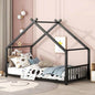 Twin Size Metal House Bed, Pink