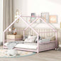 Twin Size Metal House Bed, Pink