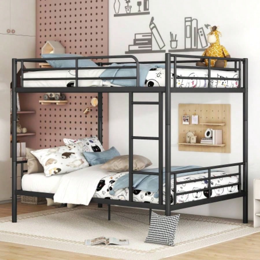 Full XL Over Metal Bunk Bed, Black