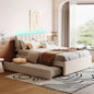 Teddy Fleece Full Size Upholstered Platform Bed with Twin size Trundle, Gray
