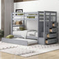 Twin Over Twin Bunk Bed with Trundle and Staircase, GrayOLD SKU: LT000068AAE