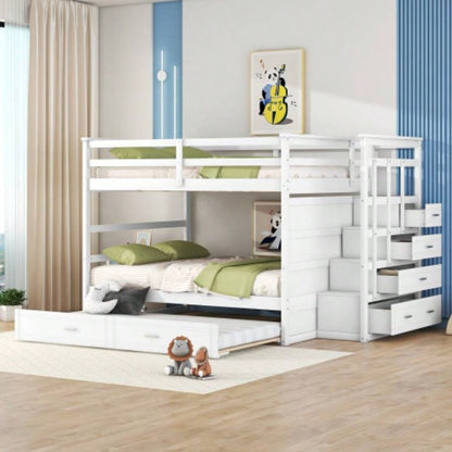 Twin Over Twin Bunk Bed with Trundle and Staircase, GrayOLD SKU: LT000068AAE