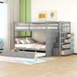 Twin Over Twin Bunk Bed with Trundle and Staircase, GrayOLD SKU: LT000068AAE