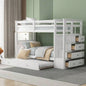Twin Over Twin Bunk Bed with Trundle and Staircase, GrayOLD SKU: LT000068AAE