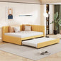 Full Size Upholstered Daybed with Trundle Sofa Bed Frame No Box Spring Needed, Linen FabricGray