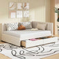 Full Size Upholstered Daybed with Trundle Sofa Bed Frame No Box Spring Needed, Linen FabricGray