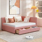 Full Size Upholstered Daybed with Trundle Sofa Bed Frame No Box Spring Needed, Linen FabricGray