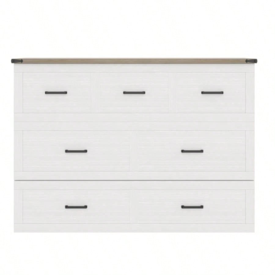 Murphy Bed Cabinet Size with Charging Station, Multi - Functional Foldable Platform Bed with 1 Large Storage Drawer Guest Room, Small Bedroom, White