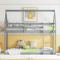 Twin over Twin Rubber Wood Floor Bunk Bed, with ladder, Guardrails, House - Shaped - Bunk Bed,