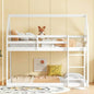 Twin over Twin Rubber Wood Floor Bunk Bed, with ladder, Guardrails, House - Shaped - Bunk Bed,