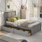 Platform Storage Bed, 2 drawers with wheels, Twin Size Frame, Gray New SKU: WF283062AAE