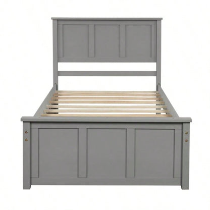 Platform Storage Bed, 2 drawers with wheels, Twin Size Frame, Gray New SKU: WF283062AAE