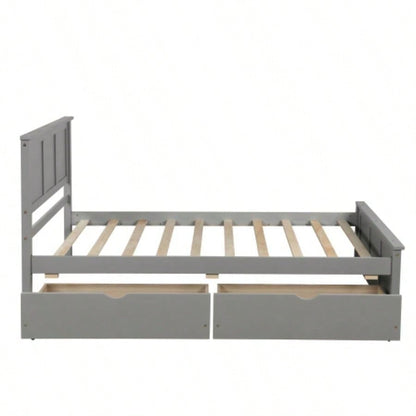 Platform Storage Bed, 2 drawers with wheels, Twin Size Frame, Gray New SKU: WF283062AAE