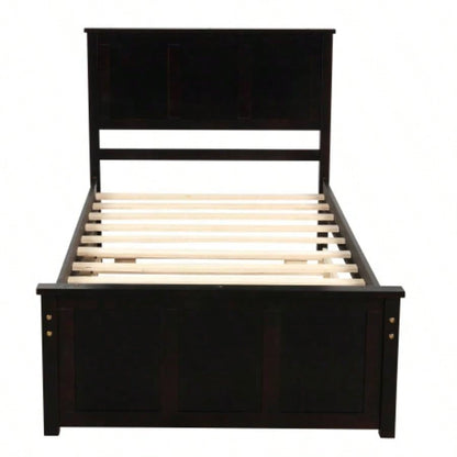 Platform Storage Bed, 2 drawers with wheels, Twin Size Frame, Espresso New SKU: WF283062AAP