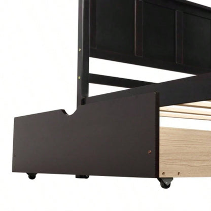 Platform Storage Bed, 2 drawers with wheels, Twin Size Frame, Espresso New SKU: WF283062AAP