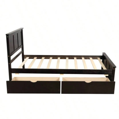 Platform Storage Bed, 2 drawers with wheels, Twin Size Frame, Espresso New SKU: WF283062AAP