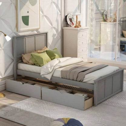 Platform Storage Bed, 2 drawers with wheels, Twin Size Frame, Espresso New SKU: WF283062AAP