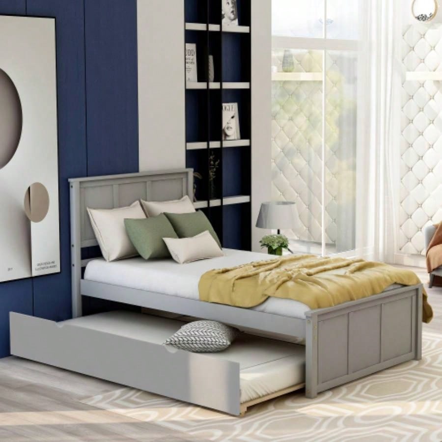 Platform Storage Bed, 2 drawers with wheels, Twin Size Frame, Espresso New SKU: WF283062AAP