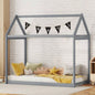 Twin Size Wooden House Bed, White