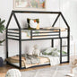 Twin over Twin House Bunk Bed with Ladder and Slide, White