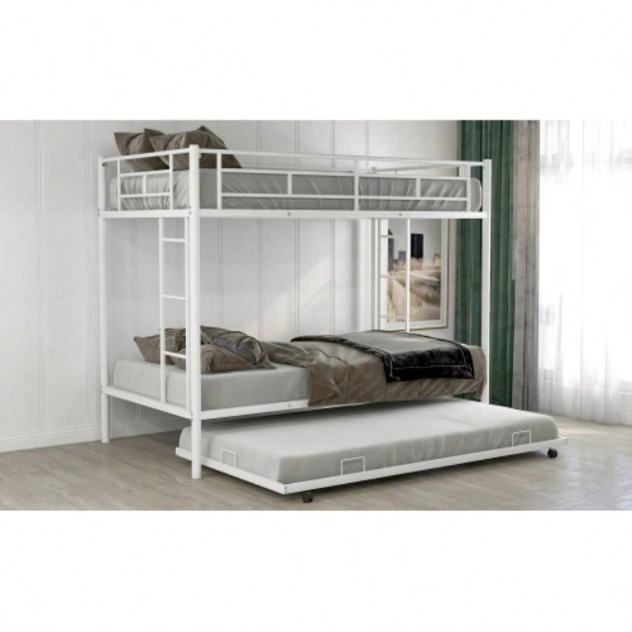 Twin over Twin Bunk Bed with Trundle, WhiteOLD SKU: MF192387AAK