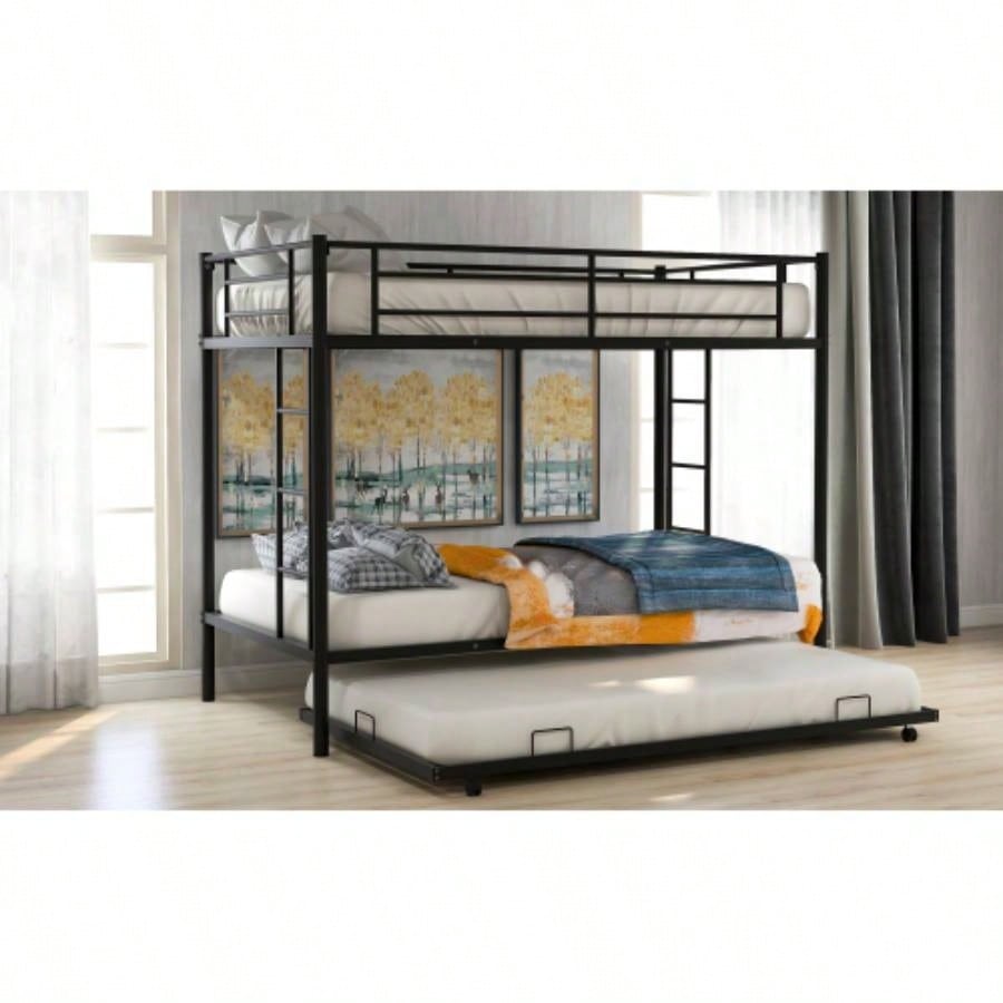 Twin over Twin Bunk Bed with Trundle, BlackOLD SKU: MF192387AAB