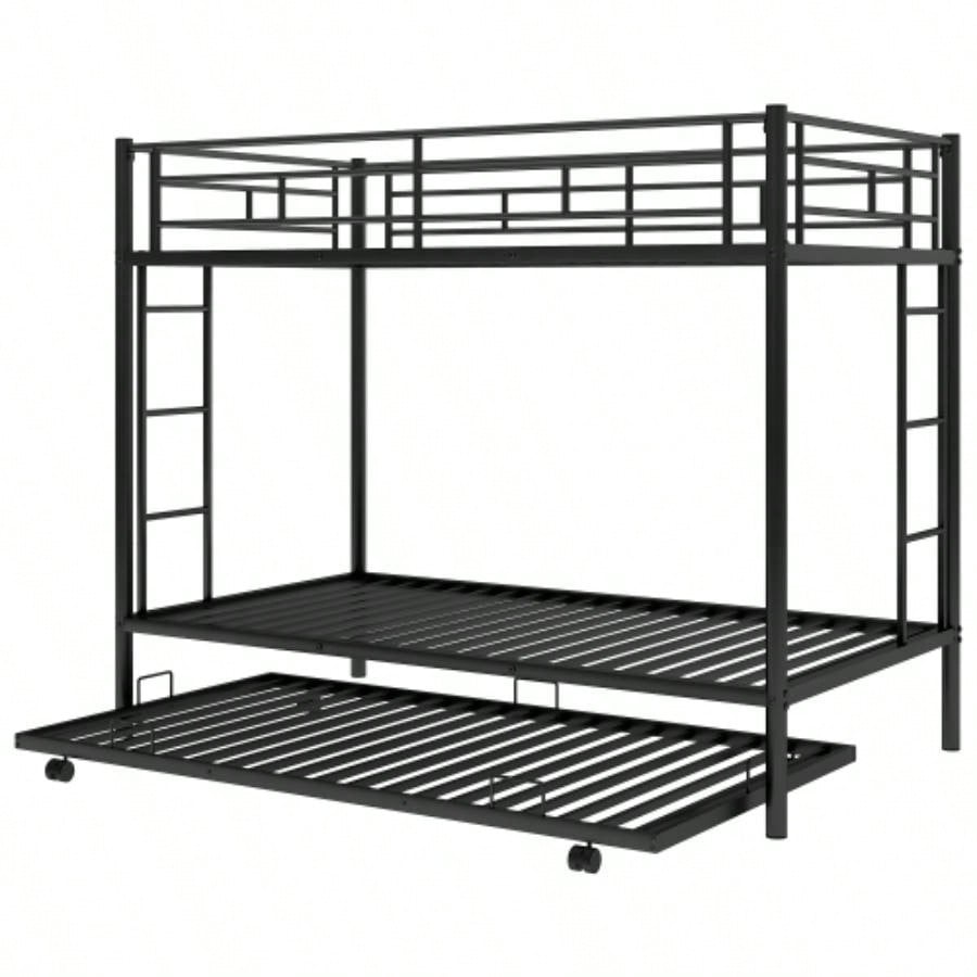 Twin over Twin Bunk Bed with Trundle, BlackOLD SKU: MF192387AAB
