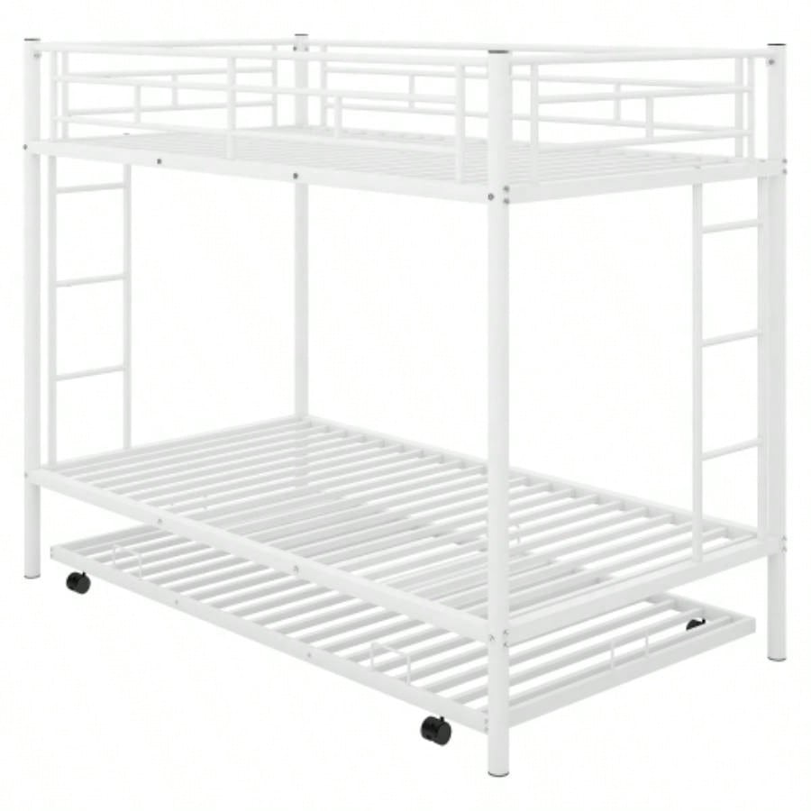 Twin over Twin Bunk Bed with Trundle, WhiteOLD SKU: MF192387AAK