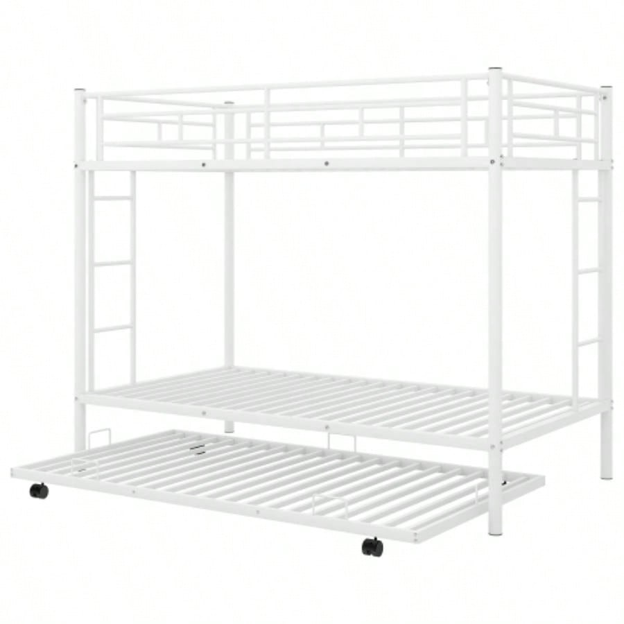 Twin over Twin Bunk Bed with Trundle, WhiteOLD SKU: MF192387AAK
