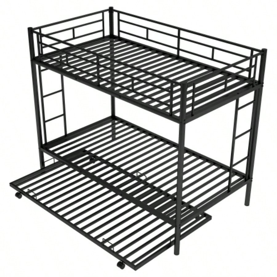 Twin over Twin Bunk Bed with Trundle, BlackOLD SKU: MF192387AAB