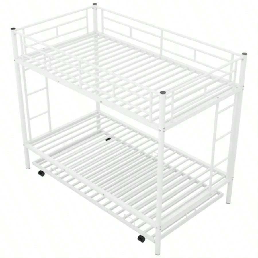 Twin over Twin Bunk Bed with Trundle, WhiteOLD SKU: MF192387AAK