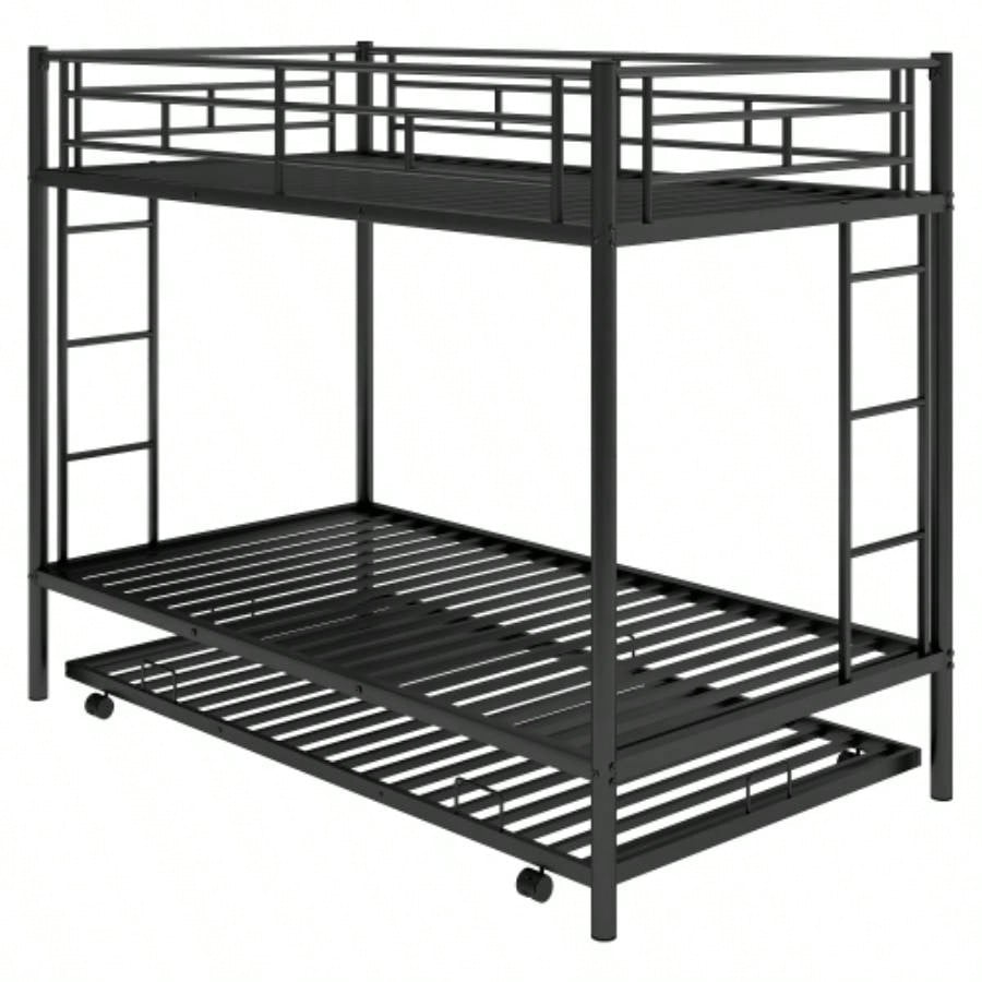 Twin over Twin Bunk Bed with Trundle, BlackOLD SKU: MF192387AAB
