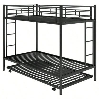 Twin over Twin Bunk Bed with Trundle, BlackOLD SKU: MF192387AAB